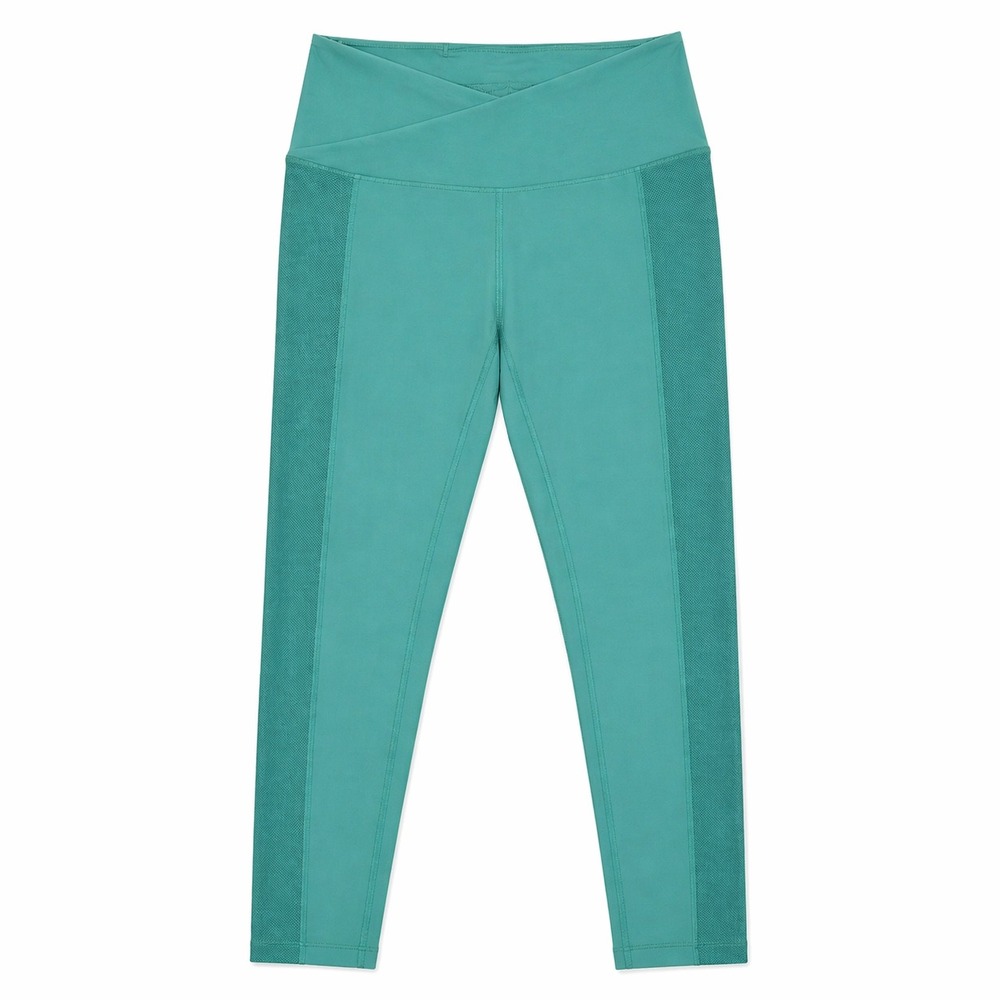 Nike Dri‎ Fit Crossover V Waist Leggings Teal High Rise Gym Small